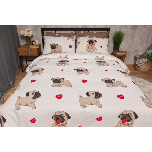 Фото - Комплект постільної білизни Moon&Star Бязь Gold Люкс Bulldog Love King Size 220x240 (MS-820005707)