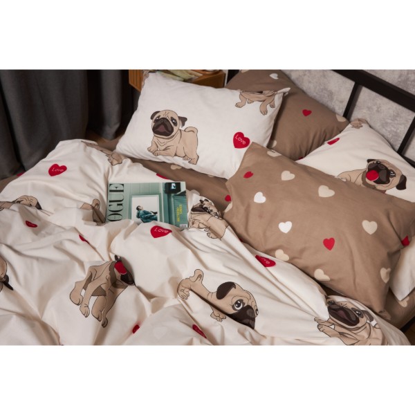 Фото - Комплект постільної білизни Moon&Star Бязь Gold Люкс «Bulldog Love» 200х220 нав. 2х70х70  (MS-820005717)