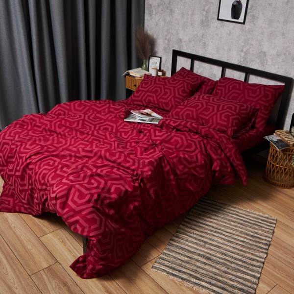 Фото - Комплект постільної білизни Moon&Star Бязь Gold Люкс Burgundy Charm King Size 220x240 (MS-820006094)