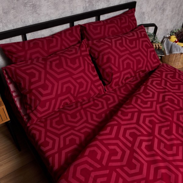 Фото - Комплект постільної білизни Moon&Star Бязь Gold Люкс Burgundy Charm 143х210х2 нав. 2х70х70 (MS-820006117)