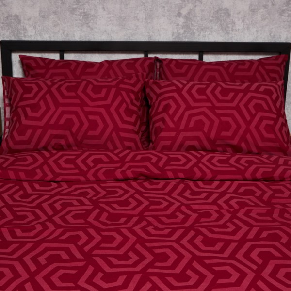 Фото - Комплект постільної білизни Moon&Star Бязь Gold Люкс Burgundy Charm 160х220х2 нав. 2х70х70 (MS-820006122)