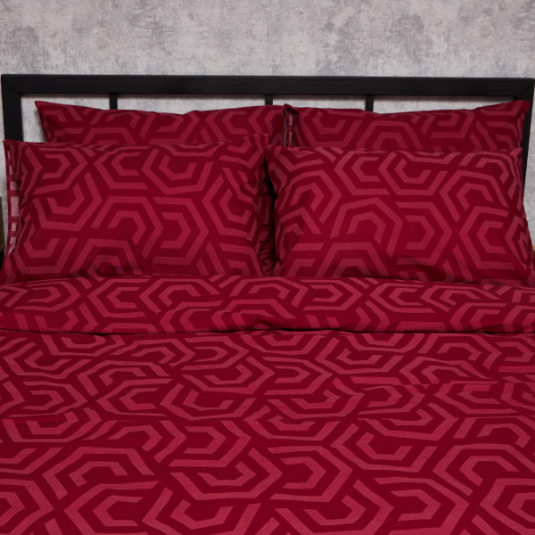 Фото - Комплект постільної білизни Moon&Star Бязь Gold Люкс «Burgundy Charm» 200х220 нав. 2х40х60 (MS-820006100)