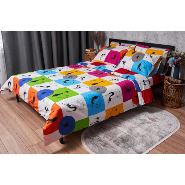 Фото - Комплект постільної білизни Moon&Star Бязь Gold Люкс Cat Brawlers160х220 нав. 4х70х70 (MS-820003384)