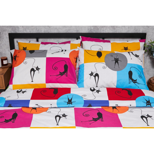 Фото - Комплект постільної білизни Moon&Star Бязь Gold Люкс «Cat Brawlers» 143х210 см нав. 2х40х60 (MS-820003375)