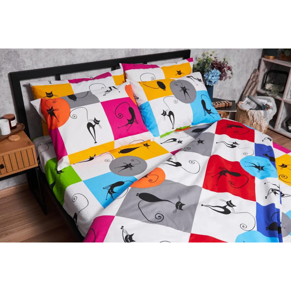 Фото - Підковдра полуторна євро Moon&Star Бязь Gold Люкс Cat Brawlers 160 x 220 см (MS-870000241)