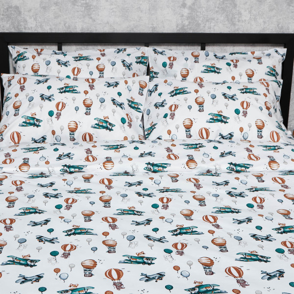 Фото - Комплект постільної білизни Moon&Star Бязь Gold Люкс «Cloud Adventures» 200х220 нав. 2х50х70 (MS-820006171)