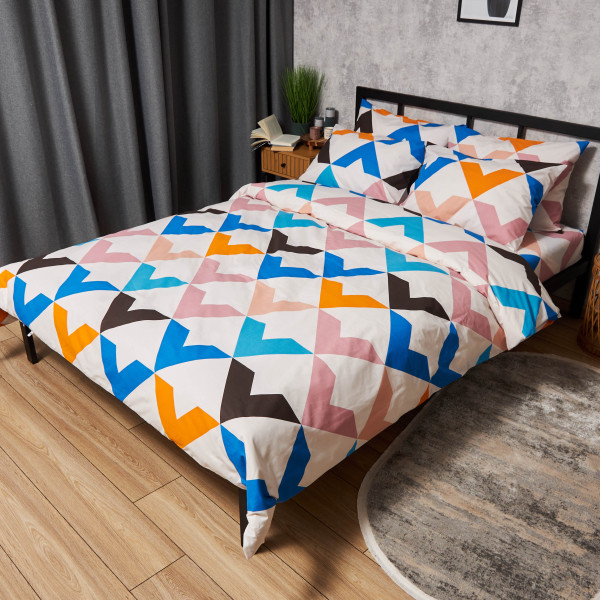 Фото - Комплект постільної білизни Moon&Star Бязь Gold Люкс Color Clash 160х220 нав. 4х70х70 (MS-820008984)