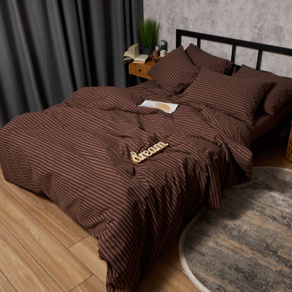Фото - Комплект постільної білизни Moon&Star Бязь Gold Люкс Espresso Lines 160х220 + 40х60 см 2 шт. (MS-890000243)