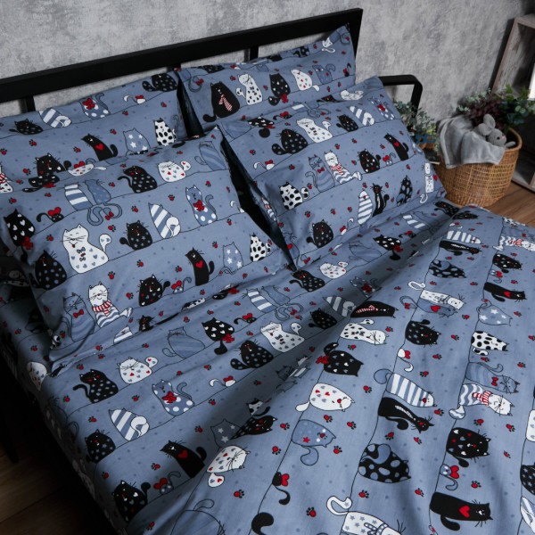 Фото - Комплект постільної білизни Moon&Star Бязь Gold Люкс Feline Fun 160х220 нав. 4х70х70 (MS-820006324)