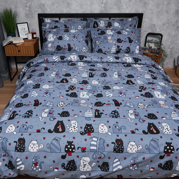 Фото - Комплект постільної білизни Moon&Star Бязь Gold Люкс «Feline Fun» 160х220х2 нав. 2х70х70 (MS-820006332)