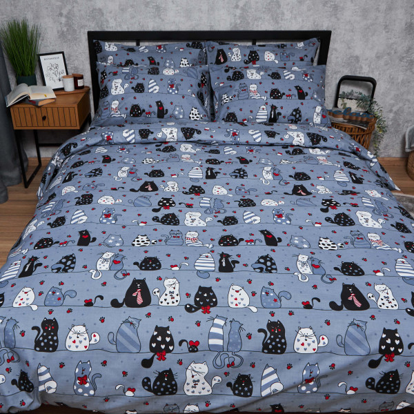 Фото - Комплект постільної білизни Moon&Star Бязь Gold Люкс «Feline Fun» 160х220х2 нав. 4х50х70 (MS-820006333)