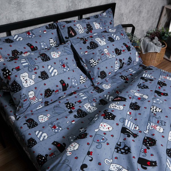 Фото - Комплект постільної білизни Moon&Star Бязь Gold Люкс «Feline Fun» 160х220х2 нав. 4х70х70 (MS-820006334)
