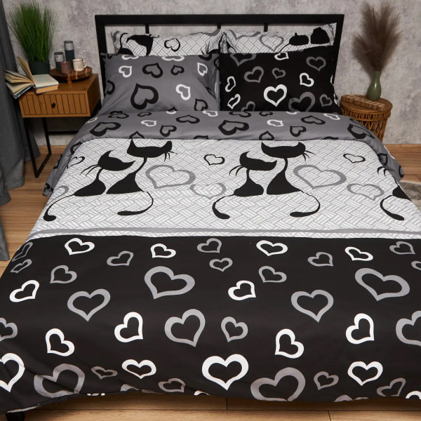 Фото - Комплект постільної білизни Moon&Star Бязь Gold Люкс Feline Romance 160х220 нав. 2х50х70 (MS-820009226)