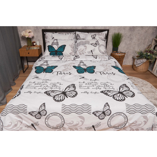 Фото - Комплект постільної білизни Moon&Star Бязь Gold Люкс Green Butterflies 143х210 (MS-820005685)