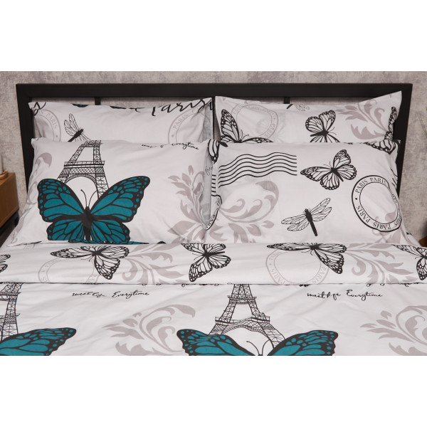 Фото - Комплект постільної білизни Moon&Star Бязь Gold Люкс Green Butterflies 143х210 (MS-820005685)