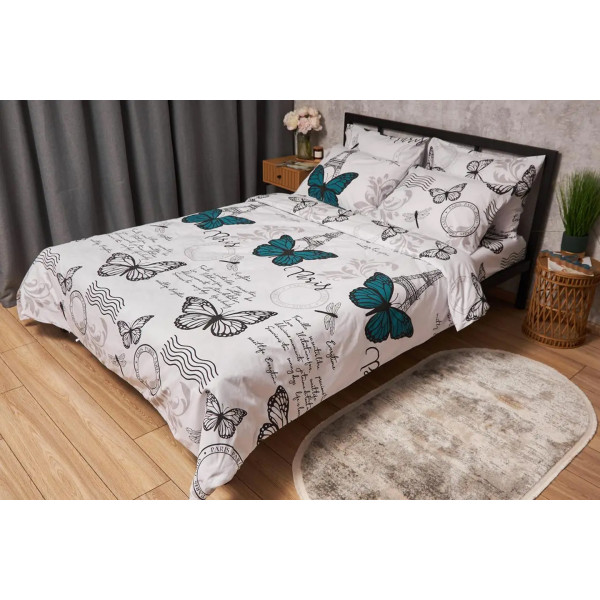 Фото - Підковдра полуторна євро Moon&Star Бязь Gold Люкс Green Butterflies 160 x 220 см (MS-870000401)