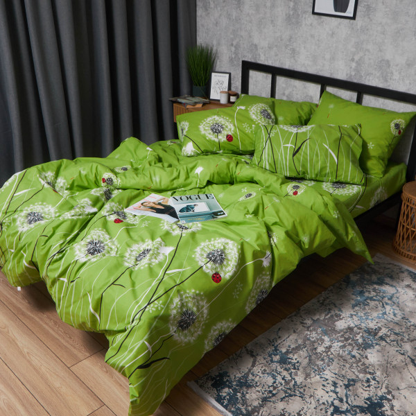 Фото - Комплект постільної білизни Moon&Star Бязь Gold Люкс «Green Harmony» 160х220х2 нав. 4х70х70 (MS-820006404)