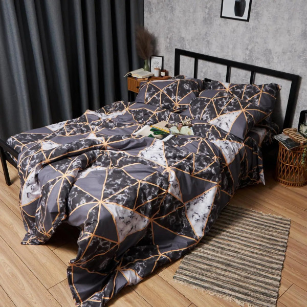 Фото - Комплект постільної білизни Moon&Star Бязь Gold Люкс Marble Gold 143х210 нав. 4х50х70 (MS-820006458)