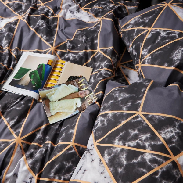 Фото - Комплект постільної білизни Moon&Star Бязь Gold Люкс Marble Gold 143х210 нав. 4х50х70 (MS-820006458)