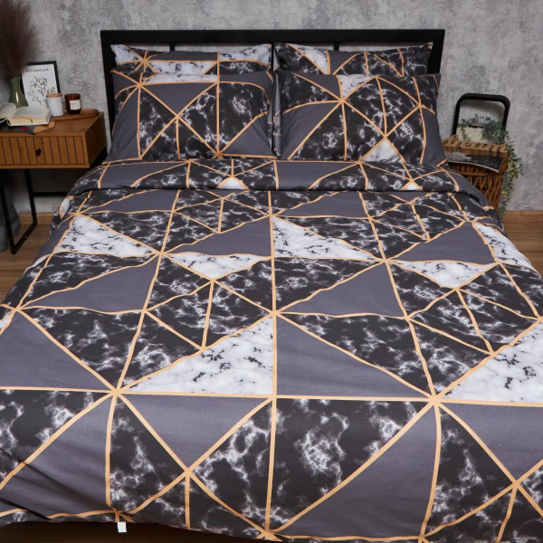 Фото - Комплект постільної білизни Moon&Star Бязь Gold Люкс Marble Gold 143х210 нав. 4х50х70 (MS-820006458)