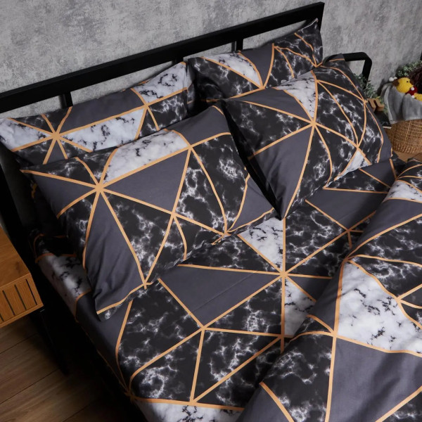 Фото - Комплект постільної білизни Moon&Star Бязь Gold Люкс Marble Gold 143х210 нав. 4х50х70 (MS-820006458)