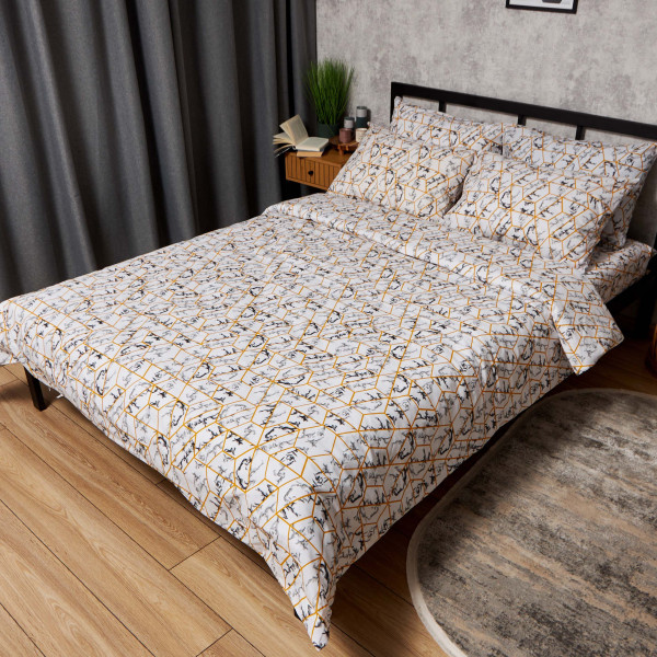 Фото - Комплект постільної білизни Moon&Star Бязь Gold Люкс Modern Marble 200х220 см нав. 4х50х70 (MS-820009463)
