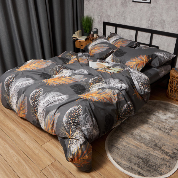 Фото - Комплект постільної білизни Moon&Star Бязь Gold Люкс Mystic Feathers King Size 220x240 см нав. 2х50х70 (MS-820009486)