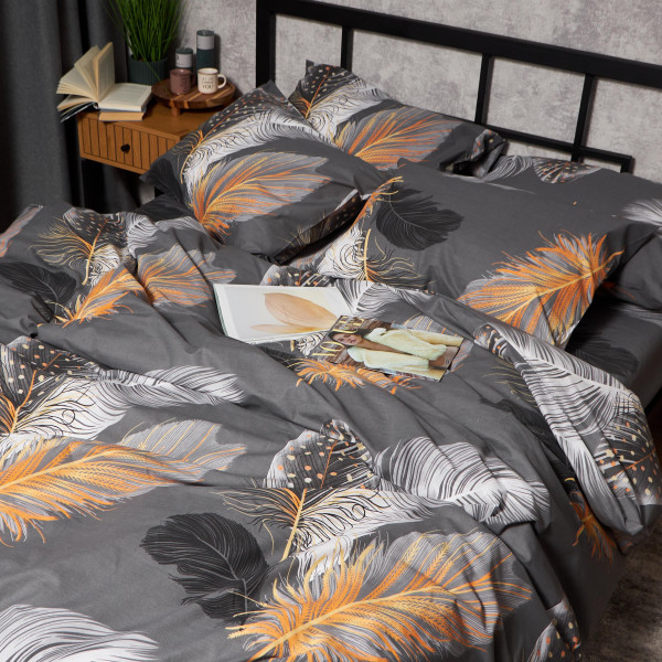Фото - Комплект постільної білизни Moon&Star Бязь Gold Люкс Mystic Feathers King Size 220x240 см нав. 2х50х70 (MS-820009486)
