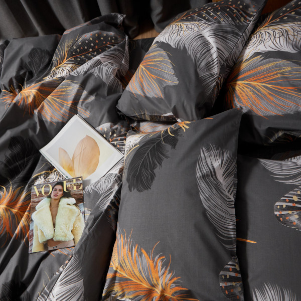 Фото - Комплект постільної білизни Moon&Star Бязь Gold Люкс Mystic Feathers King Size 220x240 см нав. 2х50х70 (MS-820009486)