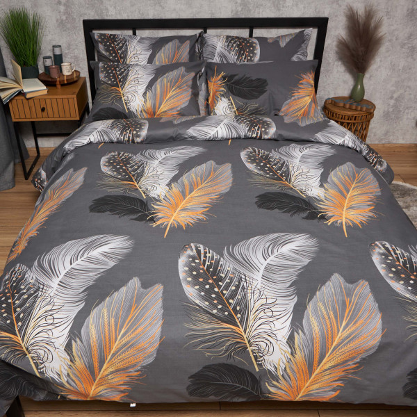 Фото - Комплект постільної білизни Moon&Star Бязь Gold Люкс Mystic Feathers King Size 220x240 см нав. 2х50х70 (MS-820009486)