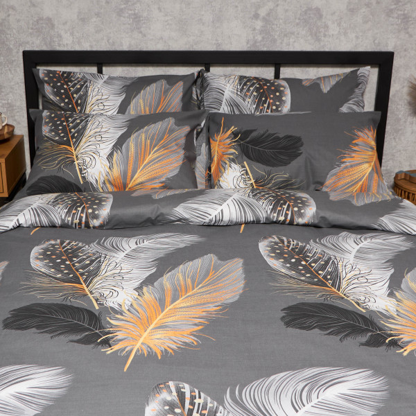 Фото - Комплект постільної білизни Moon&Star Бязь Gold Люкс Mystic Feathers King Size 220x240 см нав. 2х50х70 (MS-820009486)