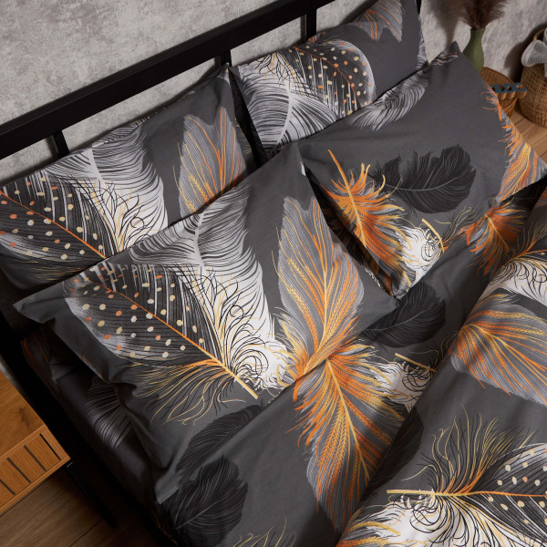 Фото - Комплект постільної білизни Moon&Star Бязь Gold Люкс Mystic Feathers King Size 220x240 см нав. 2х50х70 (MS-820009486)