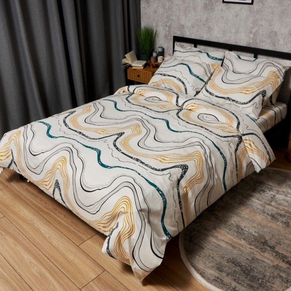 Фото - Комплект постельного белья Moon&Star Бязь Gold Люкс Natural Waves 143х210х2 нав. 4х70х70 (MS-820009549)