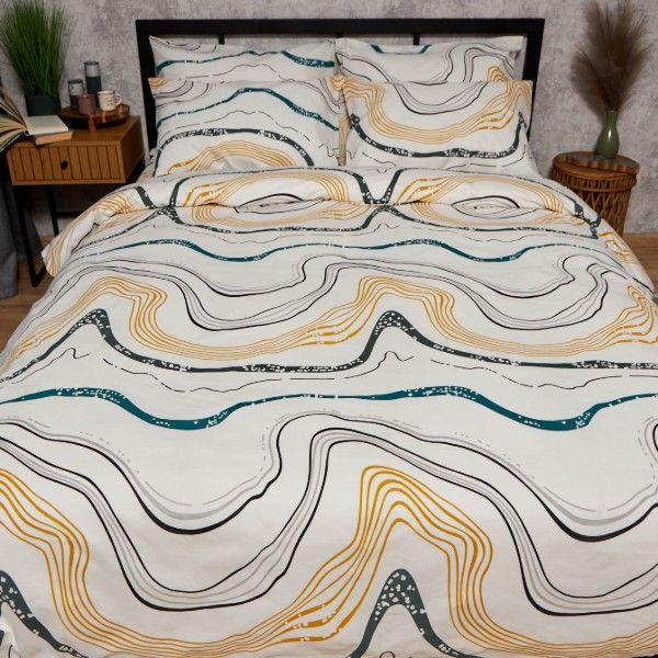 Фото - Комплект постельного белья Moon&Star Бязь Gold Люкс Natural Waves 143х210х2 нав. 4х70х70 (MS-820009549)