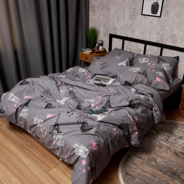 Фото - Комплект постільної білизни Moon&Star Бязь Gold Люкс Paris Moments 160х220 нав. 2х70х70 (MS-820009577)