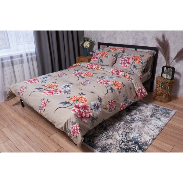 Фото - Комплект постільної білизни Moon&Star Бязь Gold Люкс Peony Brown 200х220 (MS-820001889)