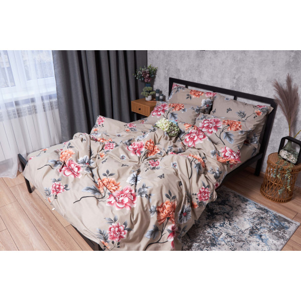 Фото - Комплект постільної білизни Moon&Star Бязь Gold Люкс Peony Brown 200х220 (MS-820001889)