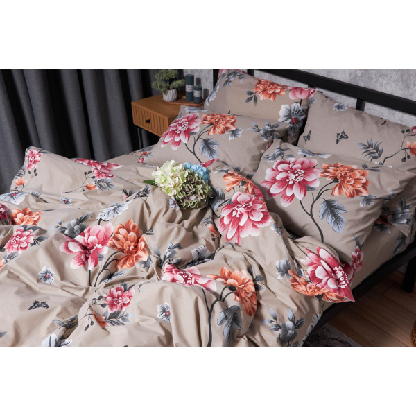 Фото - Комплект постільної білизни Moon&Star Бязь Gold Люкс Peony Brown 143х210 (MS-820001897)