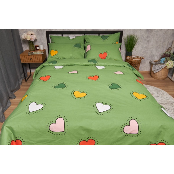 Фото - Комплект постільної білизни Moon&Star Бязь Gold Люкс «Rainbow Hearts» King Size 220x240 см нав. 2х40х60 (MS-820005355)