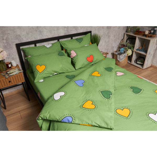Фото - Комплект постільної білизни Moon&Star Бязь Gold Люкс «Rainbow Hearts» 143х210х2 нав. 4х70х70  (MS-820005384)