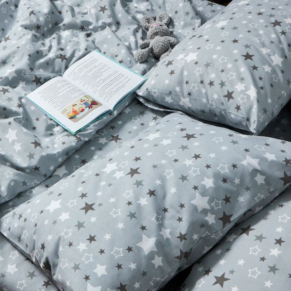 Фото - Комплект постільної білизни Moon&Star Бязь Gold Люкс Silver Stars 160х220 + 40х60 см 2 шт. (MS-890000483)