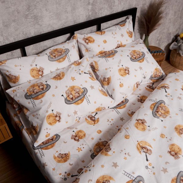 Фото - Комплект постельного белья Moon&Star Бязь Gold Люкс Teddy Dreams 143х210х2 нав. 4х50х70 (MS-820009863)