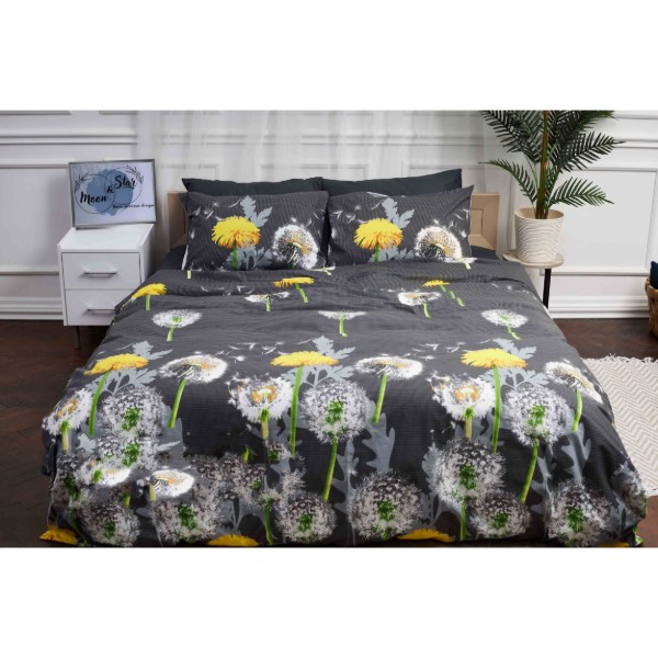 Фото - Комплект постільної білизни Moon&Star King Size 220x240 Dandelion Black Бязь Gold Люкс (MS-820000907)
