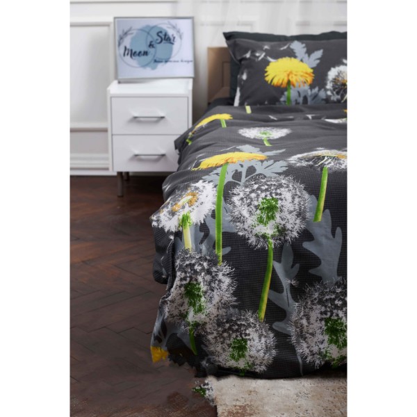 Фото - Комплект постільної білизни Moon&Star King Size 220x240 Dandelion Black Бязь Gold Люкс (MS-820000907)