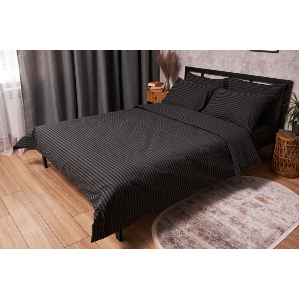 Фото - Комплект постільної білизни Moon&Star 175х210 см нав. 4х50х70 Gray Stripe Бязь Gold Люкс (MS-820001086)