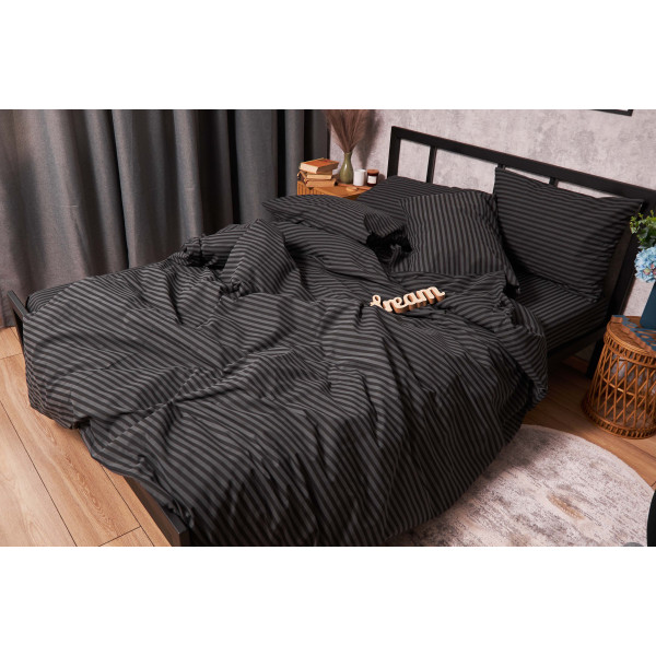 Фото - Комплект постільної білизни Moon&Star 175х210 см нав. 4х70х70 Gray Stripe Бязь Gold Люкс (MS-820001087)