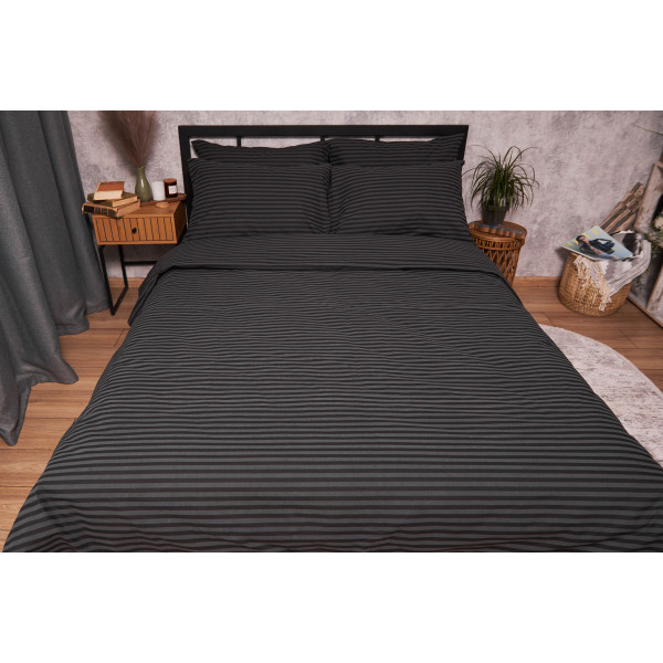 Фото - Комплект постільної білизни Moon&Star 200х220 см нав. 4х70х70 Gray Stripe Бязь Gold Люкс (MS-820001092)