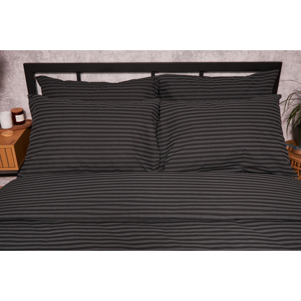 Фото - Комплект постільної білизни Moon&Star 175х210 см нав. 2х40х60 Gray Stripe Бязь Gold Люкс (MS-820001083)