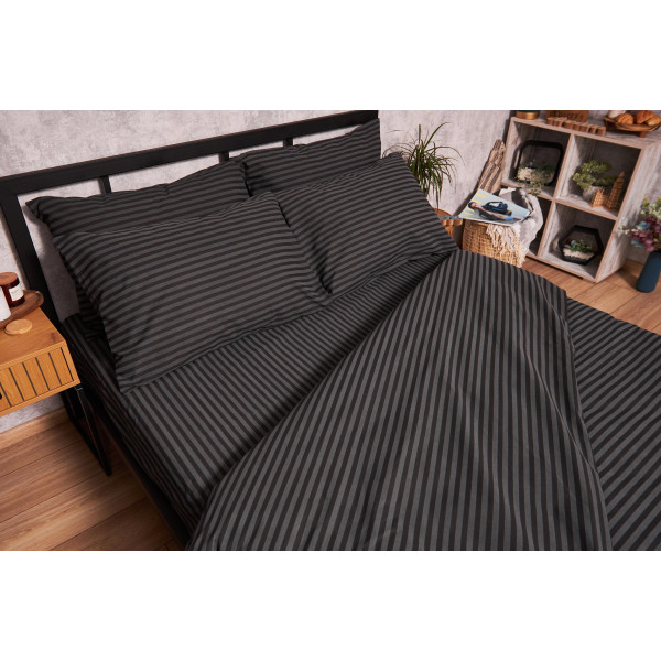 Фото - Комплект постільної білизни Moon&Star 200х220 см нав. 2х40х60 Gray Stripe Бязь Gold Люкс (MS-820001088)