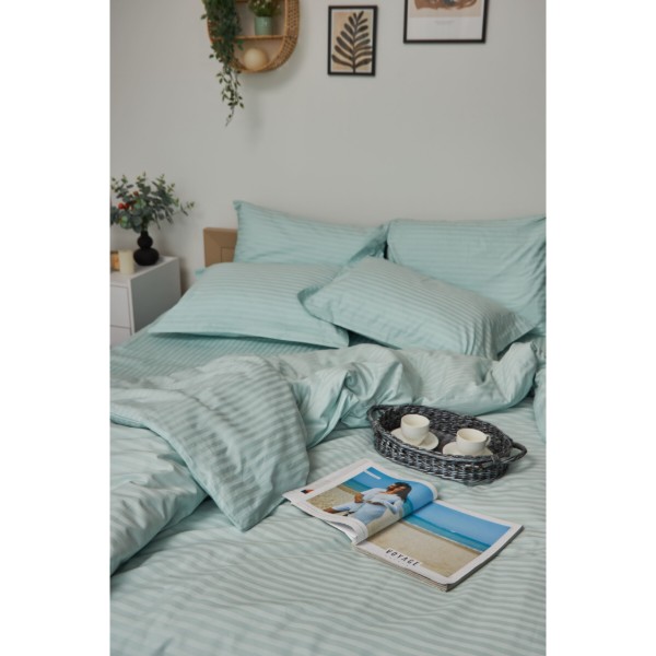Фото - Комплект постельного белья Moon&Star King Size 220x240 Stripe Mint Satin Stripe (MS-820000595)